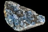 Blue Cubic Fluorite on Quartz - China #111912-1